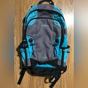 LL Bean Escape Backpack Black & Blue Nylon Hiking Camping Travel Unisex